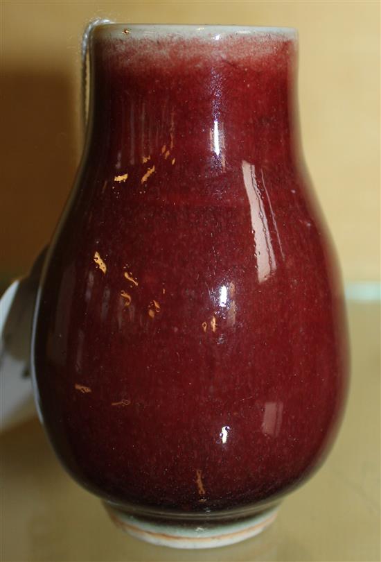 Small Chinese sang de boeuf glazed baluster vase, 19C 8.3cm(-)